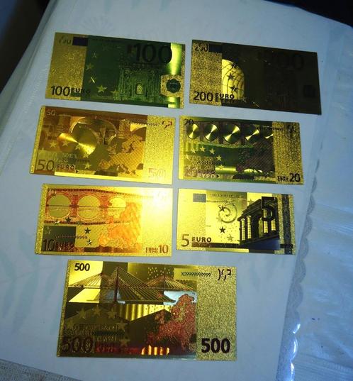 Bankbiljet Euro 24k Goud Verguld 7 stuks✨😍⚡🤗👀💑🎁👌, Antiek en Kunst, Curiosa en Brocante, Ophalen of Verzenden