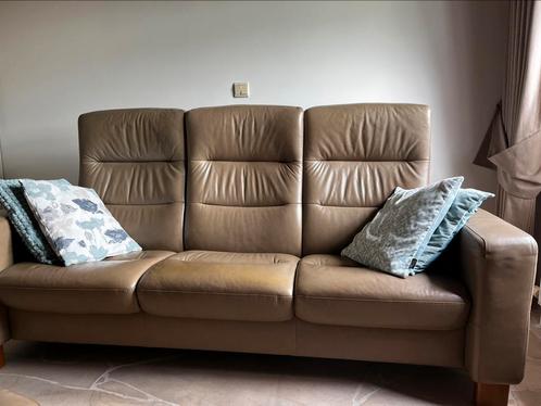 Lederen salon + voetenbank/opbergkoffer; Stressless, Huis en Inrichting, Zetels | Zetels, Gebruikt, Ophalen
