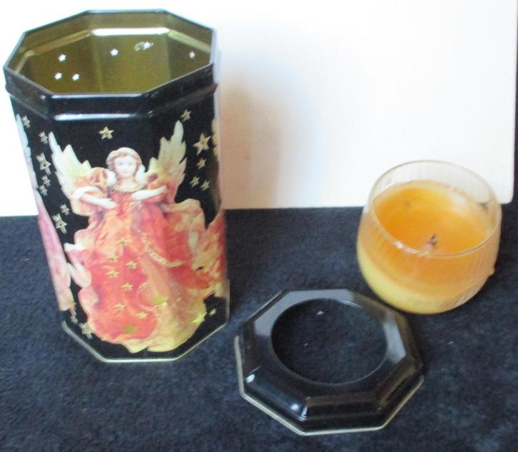 Blikken doos , engel ,waar je een kaars in kan doen branden, Verzamelen, Blikken, Nieuw, Overige, Ophalen of Verzenden