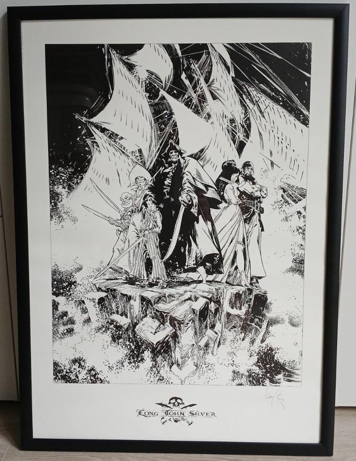 BD Serigraphie Long John Silver NB Lauffray signé Neuf 50x70, Verzamelen, Stripfiguren, Nieuw, Plaatje, Poster of Sticker, Overige figuren