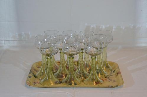 11 antieke witte wijnglazen, Antiek en Kunst, Antiek | Glaswerk en Kristal, Ophalen