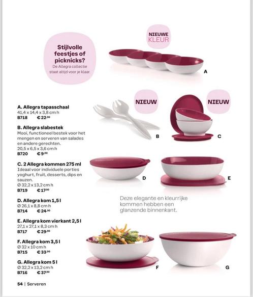 Tupperware - Collection Allegra, Maison & Meubles, Cuisine| Tupperware, Neuf, Récipient ou Bol, Blanc, Rouge, Enlèvement ou Envoi