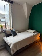 Boxspring (90x200 grijs), Huis en Inrichting, Ophalen, 90 cm, Eenpersoons, Zo goed als nieuw