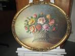 Ovalen schilderij van vaas met bloemen, Ophalen of Verzenden