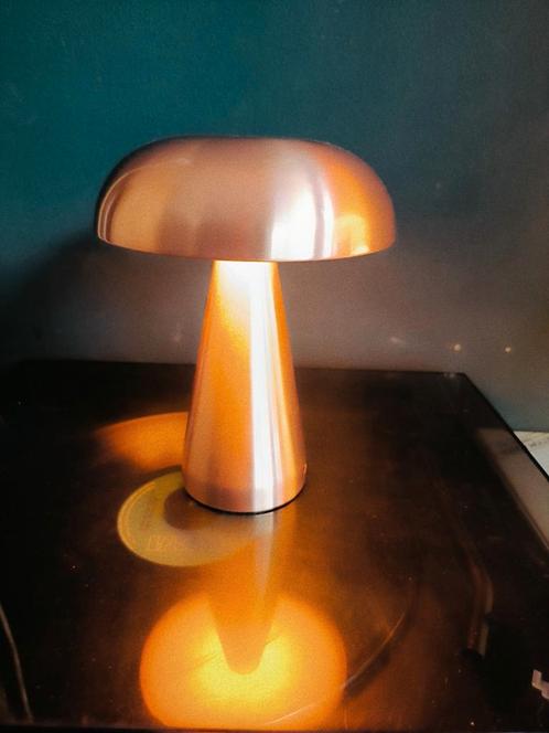 Lampe en forme de champignon rose chromée vintage/rétro, Collections, Rétro, Enlèvement ou Envoi