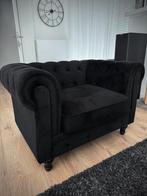 Fauteuil fluweel zwart chesterfield stijl Beliani, Huis en Inrichting, Ophalen, 75 tot 100 cm, Zo goed als nieuw, 75 tot 100 cm