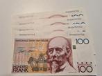 4x 100 bfr met opeenvolgende nrs, Postzegels en Munten, Bankbiljetten | België, Ophalen of Verzenden