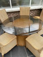 Veranda set 5 stoelen + tafel + kast + bijzettafel, Tuin en Terras, Ophalen