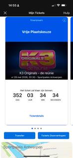 2 staantickets k3 reunie, Tickets en Kaartjes