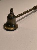 Lange antieke kaarsendover, hout en messing/koper, Antiek en Kunst, Ophalen of Verzenden
