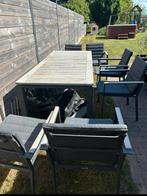 Tuintafel met 6 stoelen, inclusief stoelkussens, Tuin en Terras, Ophalen, Zo goed als nieuw, Aluminium