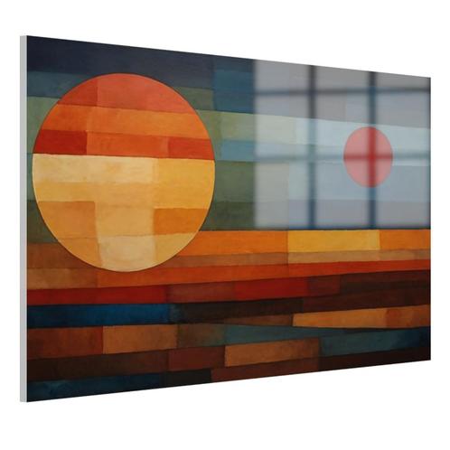 Zonsondergang Paul Klee stijl Glasschilderij 105x70cm + Opha, Antiek en Kunst, Kunst | Schilderijen | Abstract, Verzenden