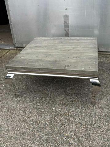 Design salontafel 120 x 120 cm en 45 cm hoog aluminium poten, 100 à 150 cm, Moins de 50 cm, Design, Carré