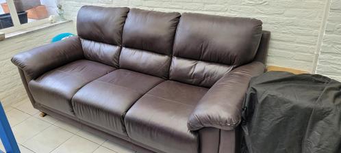 Lederen zetel 3- zit + 1-zit, Huis en Inrichting, Zetels | Zetels, Gebruikt, Rechte bank, Vierpersoons of meer, 200 tot 250 cm