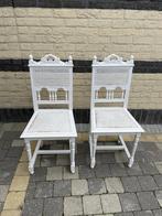 Witte antieke stoelen, Huis en Inrichting, Stoelen, Gebruikt, Twee, Wit, Hout