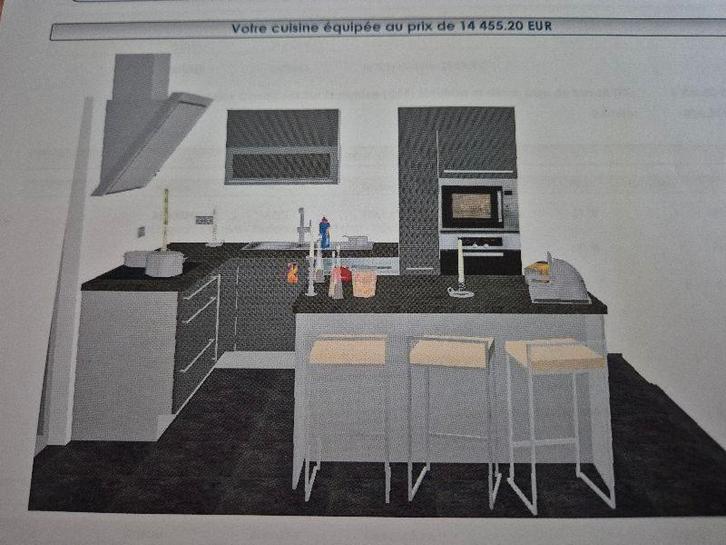 Cuisine équipée, Huis en Inrichting, Keuken | Complete keukens, Zo goed als nieuw, Hoekkeuken, Grijs, Graniet of Steen, Met kookeiland