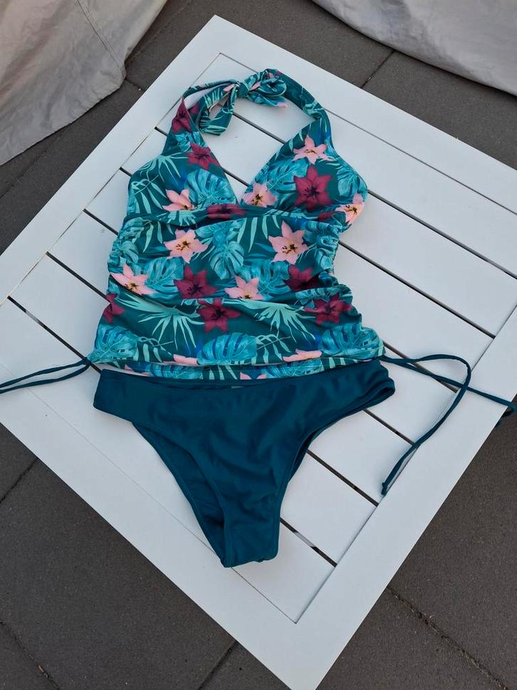 Dames tankini gebloemd, Kleding | Dames, Badmode en Zwemkleding, Zo goed als nieuw, Groen, Ophalen