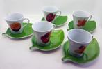 Set van 5 espresso- of theekopjes met bladschotels, Ophalen of Verzenden, Zo goed als nieuw, Overige stijlen, Kop(pen) en/of Schotel(s)