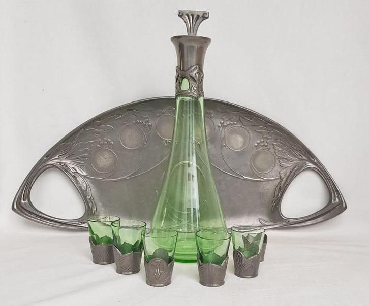 Art nouveau Likeurset -RAVOL., Antiek en Kunst, Antiek | Servies los, Ophalen of Verzenden