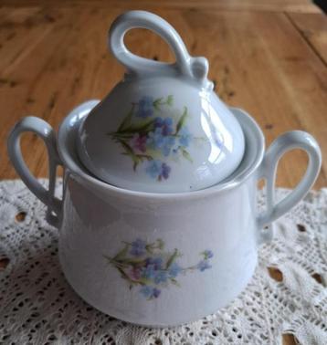 Duitse Art Nouveau suikerpot, vergeet me nietjes beschikbaar voor biedingen