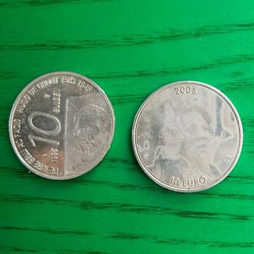 10 gulden hugo de groot 1995 en 10 euro beatrix 2005 beschikbaar voor biedingen
