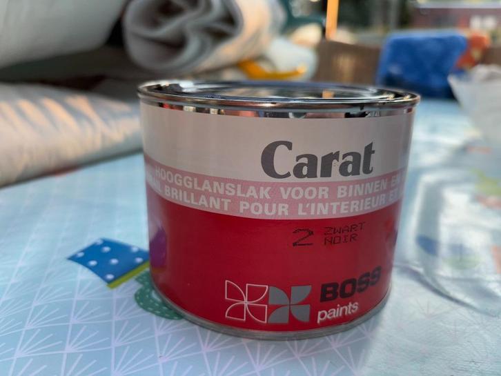VERF GLANSLAK - ZWART - CARAT - BOSS PAINTS, Doe-het-zelf en Bouw, Verf, Beits en Lak, Zo goed als nieuw, Lak, Minder dan 5 liter