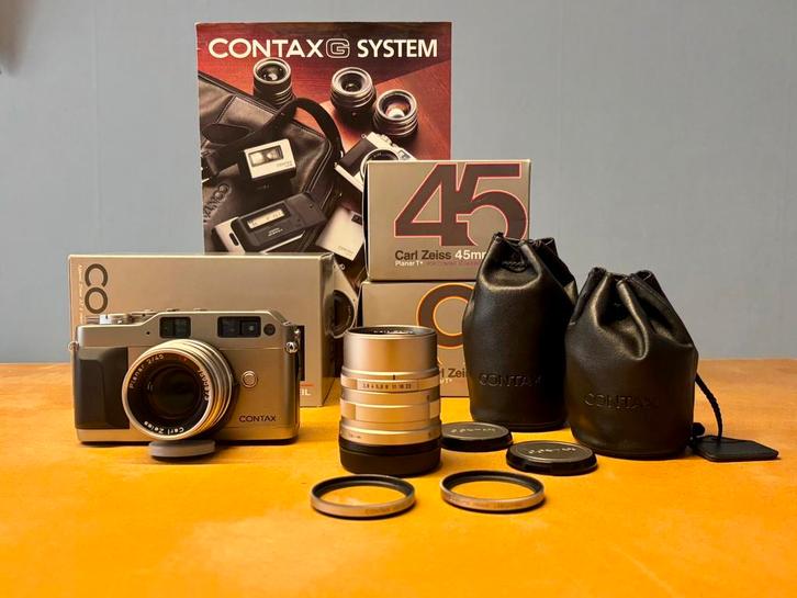 Contax G1 — 45mm + 90mm compleet, TV, Hi-fi & Vidéo, Appareils photo analogiques, Utilisé, Enlèvement ou Envoi