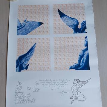 Lithografie Daniël Monic. 56 van 200. De Sfinx., Enlèvement