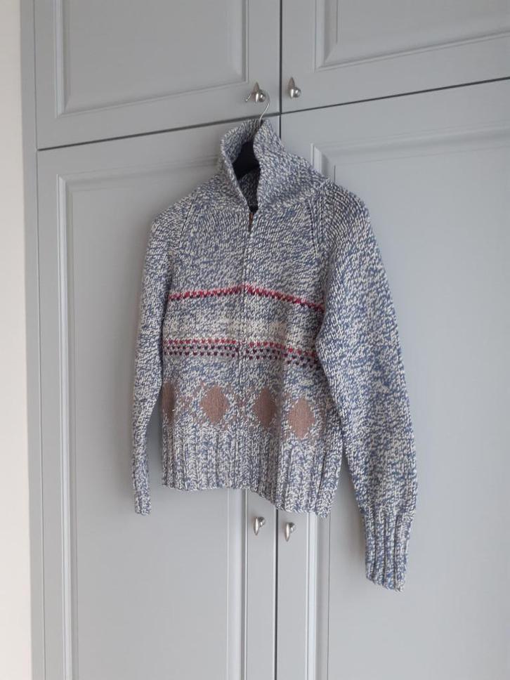 Gebreide trui met rits lamswol/angora - maat S, Kleding | Heren, Truien en Vesten, Zo goed als nieuw, Maat 46 (S) of kleiner, Grijs