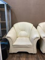 Set van 3 witte leren fauteuils, Ophalen, Gebruikt, Leer