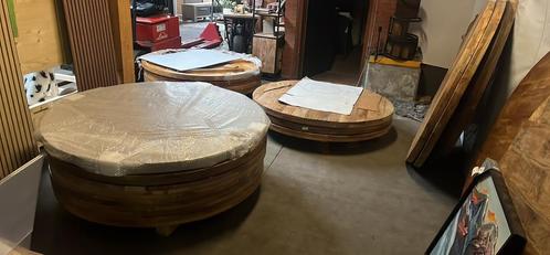 Uitverkoop ronde eettafels mangohout diameter 150, Huis en Inrichting, Tafels | Salontafels, Zo goed als nieuw, 75 cm of meer
