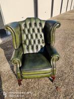 Zeer nette Chesterfield oorfauteuil,  kleur smaragd groen, Huis en Inrichting, Fauteuils, Ophalen of Verzenden, Zo goed als nieuw