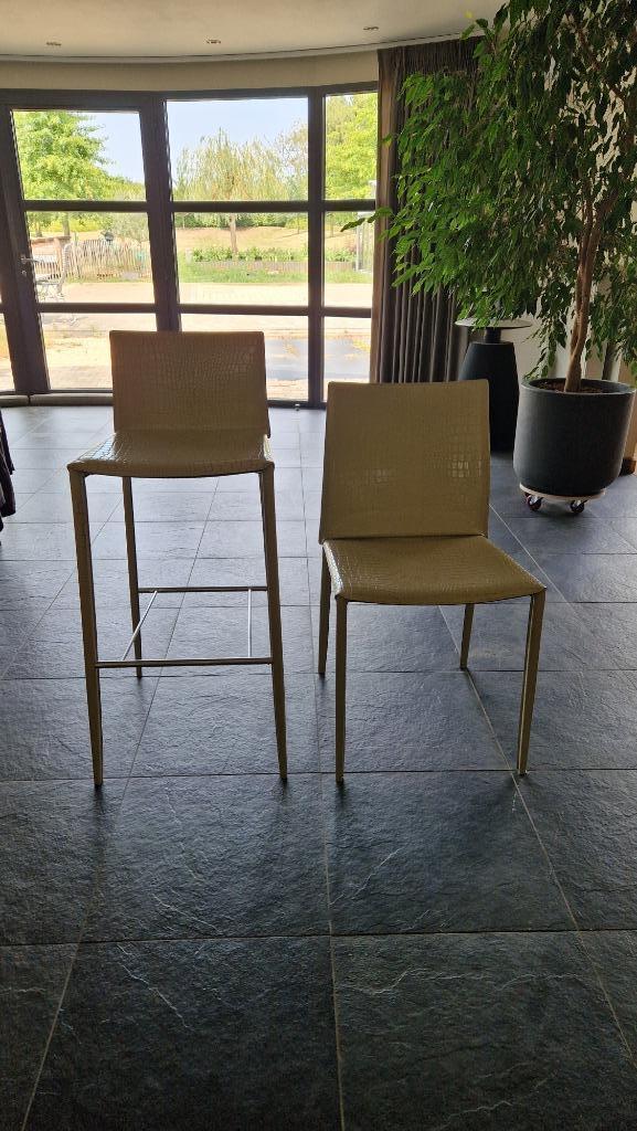 Zeer chique Design Stoelen - 20 lage en 4 hoge, Huis en Inrichting, Stoelen, Gebruikt, Vijf, Zes of meer stoelen, Leer, Overige kleuren