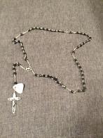 Paternoster zwarte parels met zilveren kruis, Antiek en Kunst, Ophalen of Verzenden