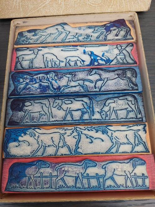Prachtig oude set school stempels  in originele doos vintage, Antiek en Kunst, Antiek | Wandborden en Tegels, Ophalen of Verzenden