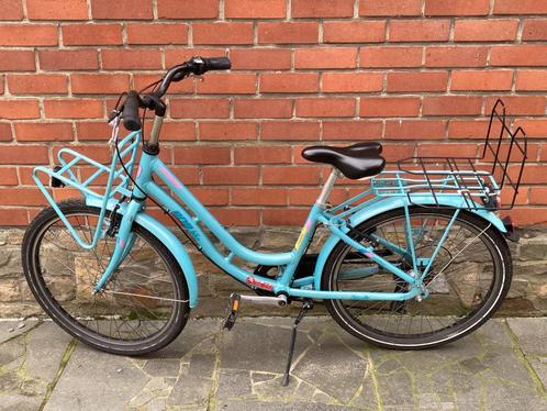 Meisjesfiets BnB Marseille blauw retrostijl - wielmaat 24', Fietsen en Brommers, Fietsen | Meisjes, Gebruikt, 24 inch, Versnellingen
