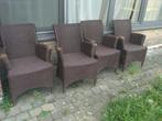 Vier rieten stoelen gebuikt, Huis en Inrichting, Stoelen, Ophalen, Gebruikt, Bruin, Riet of Rotan