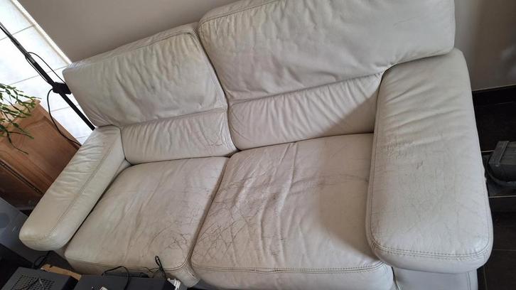 GRATIS Witte lederen zetels 2x 2 zit en 1x 1 zit, Huis en Inrichting, Zetels | Zetels en Chaises Longues, Ophalen