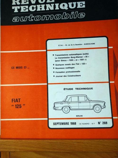 RTA - Fiat 125 - Simca 1500 - 1501 - n 269, Auto diversen, Handleidingen en Instructieboekjes, Ophalen of Verzenden