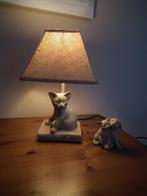 Lamp met kat & met beige lampenkap + kat & hond, Overige vormen, Beige, Gebruikt, 25 tot 50 cm