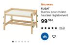 Bureau enfant FLISAT IKEA + banc – Réglable – Très bon état, Enlèvement, Réglable en hauteur, Utilisé, Bureau