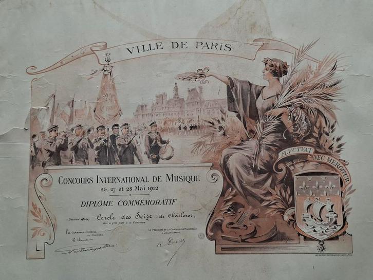 Lessieux - Concours International de Musique - Diplôme Commé, Antiek en Kunst, Kunst | Schilderijen | Klassiek, Ophalen of Verzenden