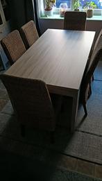 Eetkamertafel salontafel 6 riet stoelen, Huis en Inrichting, Complete eetkamers, Ophalen, Zo goed als nieuw, Riet, 6 tot 8 stoelen