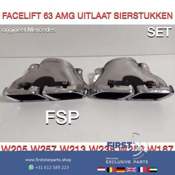 2020 63 AMG FACELIFT UITLAATSIERSTUKKEN SET CHROOM ORIGINEEL beschikbaar voor biedingen
