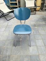 4 Vintage stoelen, Blauw, Metaal, Vintage, Zo goed als nieuw