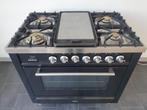 🍀 Poêle Boretti de luxe 90 cm, noir brillant, 5 brûleurs, 1, Electroménager, Cuisinières, Comme neuf, 5 zones de cuisson ou plus