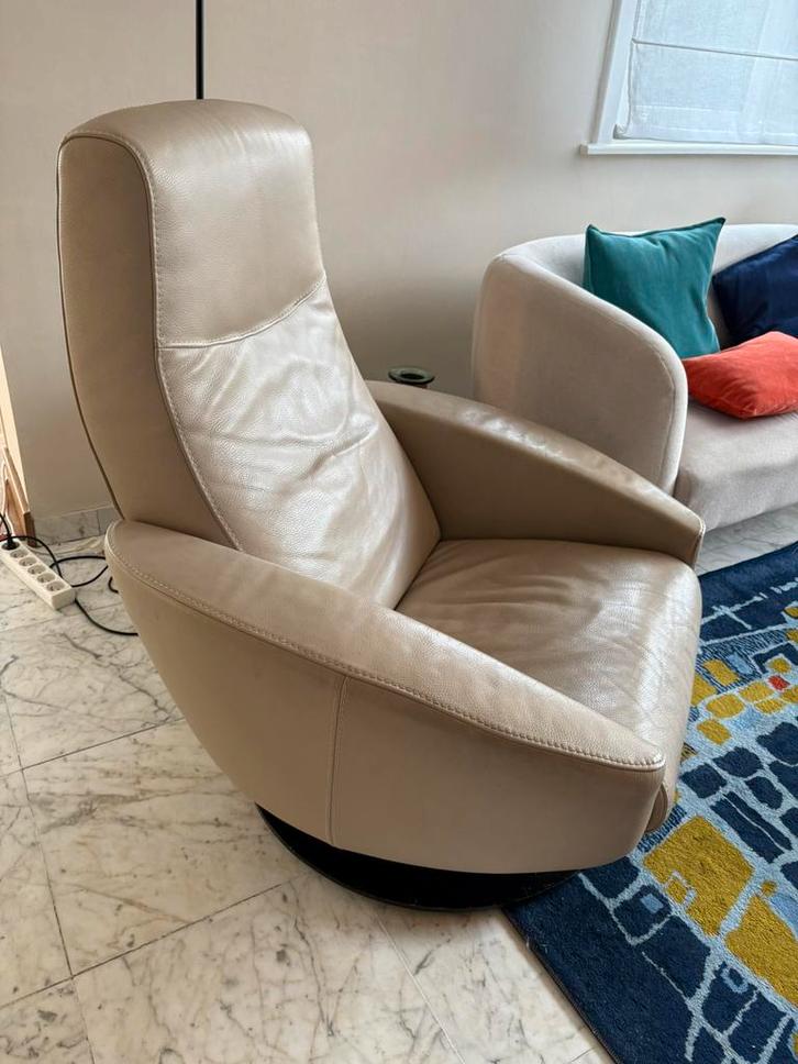 Fauteuil Steiner - cuir beige, Huis en Inrichting, Fauteuils, Gebruikt, Leer, Ophalen