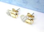 14KT gouden oorstekers met diamantjes, Puces ou Clous, Enlèvement ou Envoi, Or, Comme neuf