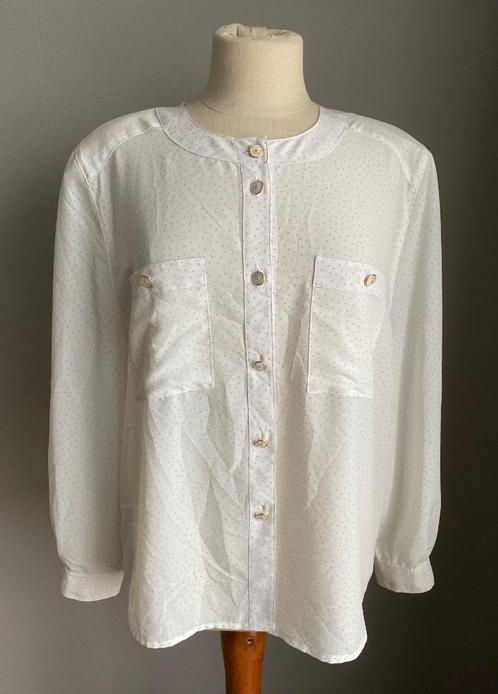 Witte blouse met polkadots Mayerline maat 44, Kleding | Dames, Blouses en Tunieken, Zo goed als nieuw, Maat 42/44 (L), Wit, Verzenden