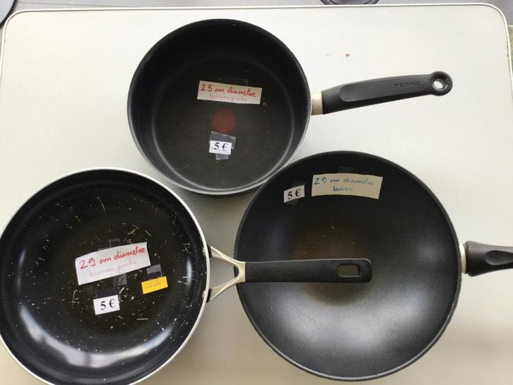 3 braadpannen aan slechts 5 euro per pan en meer andere, Huis en Inrichting, Keuken | Potten en Pannen, Zo goed als nieuw, Ophalen of Verzenden